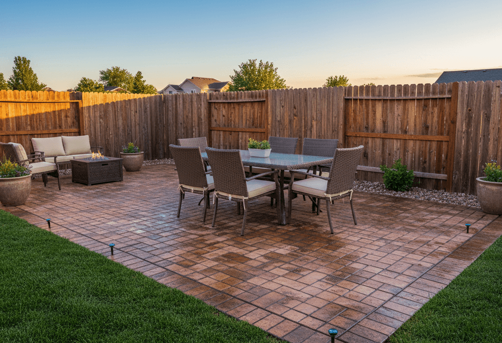 stamped concrete patio pueblo